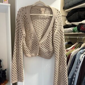 H&M Light Brown Open-Knit Cardigan